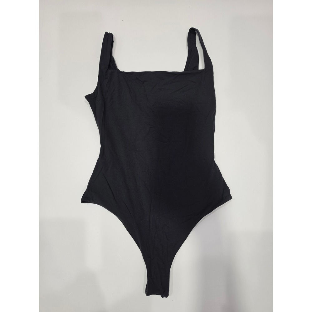 SKIMS Fits Everybody Square Neck Bodysuit Black Thong S